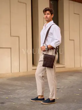 Сумка мужская через плечо Ruff Ryder 3546 из натуральной кожи брендовая