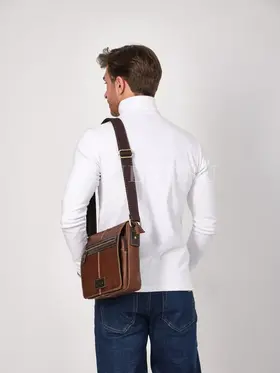 Сумка через плечо большая из натуральной кожи в офис Ryff Ryder 3751-1 коричневая