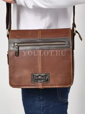 Сумка через плечо большая из натуральной кожи в офис Ryff Ryder 3751-1 коричневая