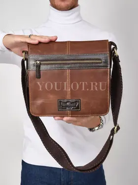 Сумка через плечо большая из натуральной кожи в офис Ryff Ryder 3751-1 коричневая