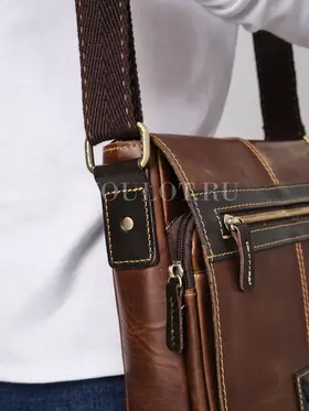 Сумка через плечо большая из натуральной кожи в офис Ryff Ryder 3751-1 коричневая