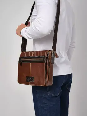 Сумка через плечо большая из натуральной кожи в офис Ryff Ryder 3751-1 коричневая