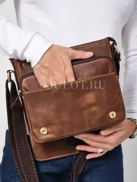 Сумка через плечо большая из натуральной кожи в офис Ryff Ryder 3751-1 коричневая