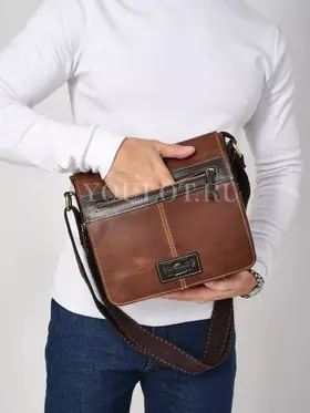 Сумка через плечо большая из натуральной кожи в офис Ryff Ryder 3751-1 коричневая