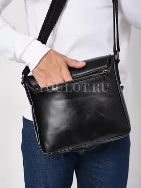 Сумка через плечо большая из натуральной кожи в офис Ryff Ryder 3751 черная