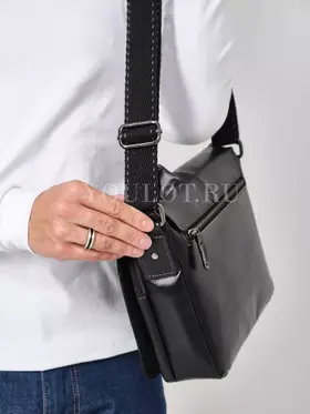 Сумка через плечо большая из натуральной кожи в офис Ryff Ryder 3751 черная