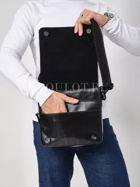 Сумка через плечо большая из натуральной кожи в офис Ryff Ryder 3751 черная