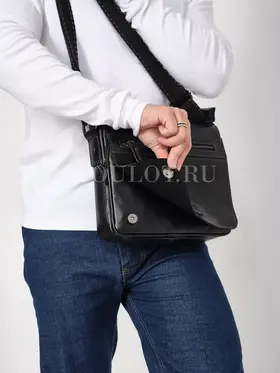 Сумка через плечо большая из натуральной кожи в офис Ryff Ryder 3751 черная