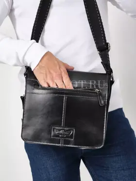 Сумка через плечо большая из натуральной кожи в офис Ryff Ryder 3751 черная