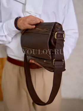 Сумка мужская кожаная Ruff Ryder 3940 большая коричневая
