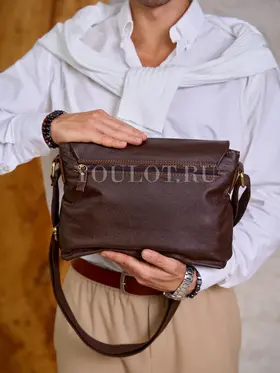 Сумка мужская кожаная Ruff Ryder 3940 большая коричневая