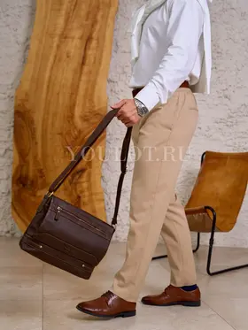 Сумка мужская кожаная Ruff Ryder 3940 большая коричневая