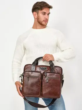 Портфель-сумка Ruff Ryder 4063 из натуральной кожи для ноутбука и документов