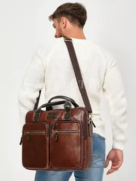 Портфель-сумка Ruff Ryder 4063 из натуральной кожи для ноутбука и документов