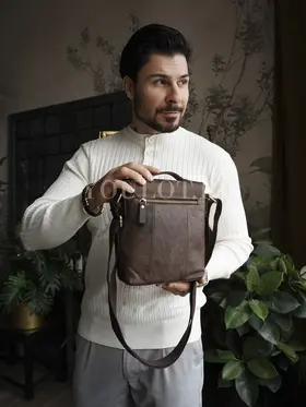 Сумка мужская через плечо кожаная Ryff Ryder 4464 коричневая