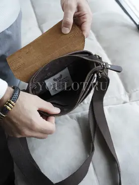 Сумка мужская через плечо кожаная Ryff Ryder 4464 коричневая