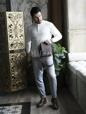 Сумка мужская через плечо кожаная Ryff Ryder 4464 коричневая