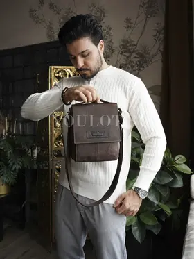 Сумка мужская через плечо кожаная Ryff Ryder 4464 коричневая