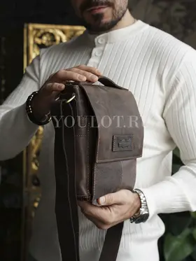 Сумка мужская через плечо кожаная Ryff Ryder 4464 коричневая