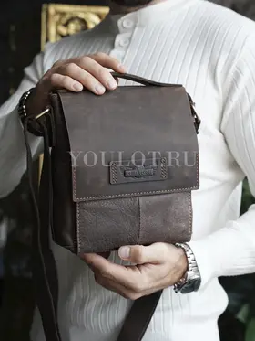 Сумка мужская через плечо кожаная Ryff Ryder 4464 коричневая