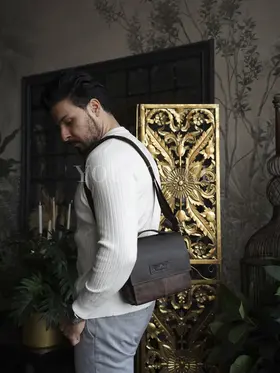 Сумка мужская через плечо, барсетка кожаная Ryff Ryder 4467 коричневая