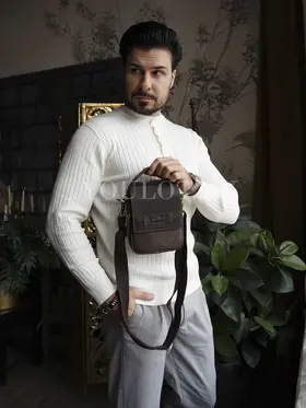 Сумка мужская через плечо Ruff Ryder 4470 маленькая кожаная