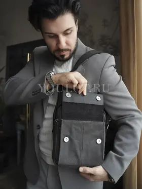 Сумка мужская через плечо кожаная Ryff Ryder 4471-1 черная