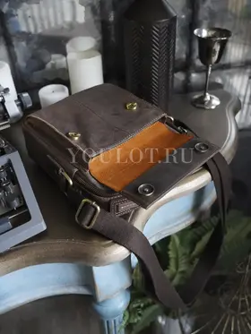 Сумка мужская через плечо кожаная Ryff Ryder 4471 коричневая