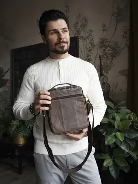 Сумка мужская через плечо кожаная Ryff Ryder 4471 коричневая