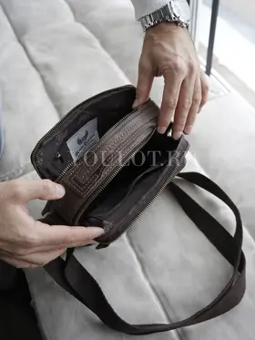 Сумка мужская через плечо кожаная Ryff Ryder 4471 коричневая