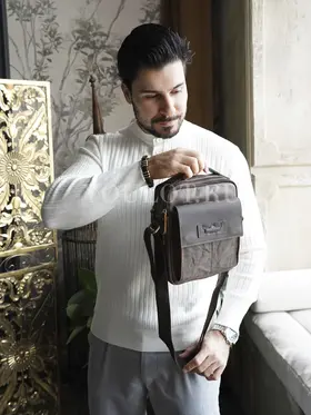 Сумка мужская через плечо кожаная Ryff Ryder 4471 коричневая