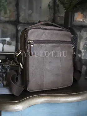 Сумка мужская через плечо кожаная Ryff Ryder 4471 коричневая