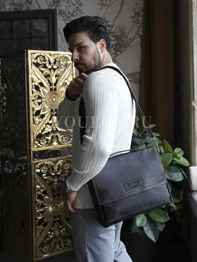 Сумка мужская через плечо Ruff Ryder 4472 A4 из натуральной кожи