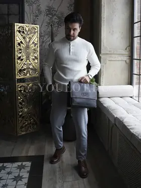 Сумка мужская через плечо Ruff Ryder 4472 A4 из натуральной кожи