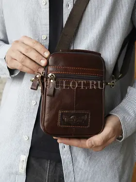 Сумка мужская маленькая Ruff Ryder 6517-1 кожаная на молнии