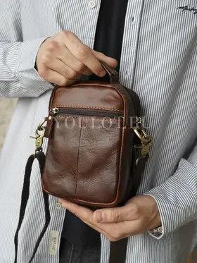 Сумка мужская маленькая Ruff Ryder 6517-1 кожаная на молнии