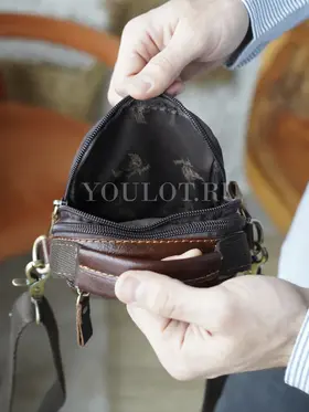 Сумка мужская маленькая Ruff Ryder 6517-1 кожаная на молнии