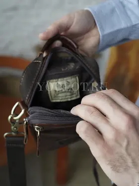 Сумка мужская маленькая Ruff Ryder 6517-1 кожаная на молнии