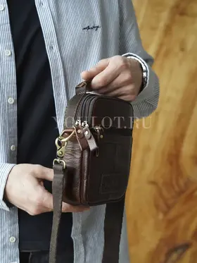 Сумка мужская маленькая Ruff Ryder 6517-1 кожаная на молнии