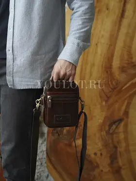 Сумка мужская маленькая Ruff Ryder 6517-1 кожаная на молнии