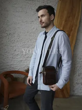 Сумка мужская маленькая Ruff Ryder 6517-1 кожаная на молнии