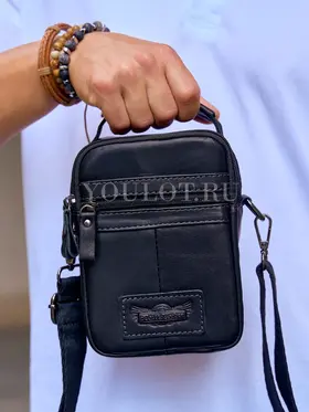 Сумка мужская через плечо Ruff Ryder 6517 маленькая кожаная