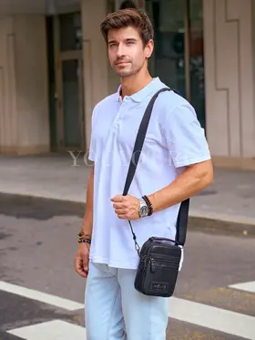 Сумка мужская через плечо Ruff Ryder 6517 маленькая кожаная