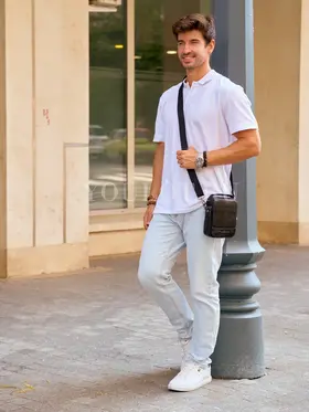 Сумка мужская через плечо Ruff Ryder 6521 из натуральной кожи маленькая