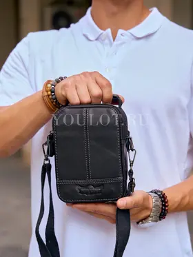 Сумка мужская через плечо Ruff Ryder 6521 из натуральной кожи маленькая