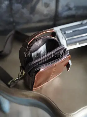 Сумка мужская через плечо Ruff Ryder 6521 из натуральной кожи маленькая коричневая