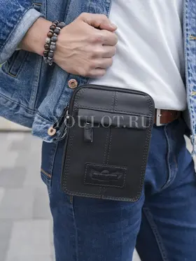 Сумка мужская через плечо, на пояс Ruff Ryder 6544 маленькая из натуральной кожи