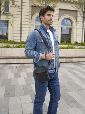 Сумка мужская через плечо, на пояс Ruff Ryder 6544 маленькая из натуральной кожи