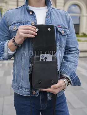 Сумка мужская через плечо, на пояс Ruff Ryder 6544 маленькая из натуральной кожи