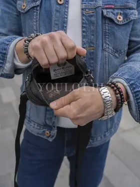 Сумка мужская через плечо, на пояс Ruff Ryder 6544 маленькая из натуральной кожи